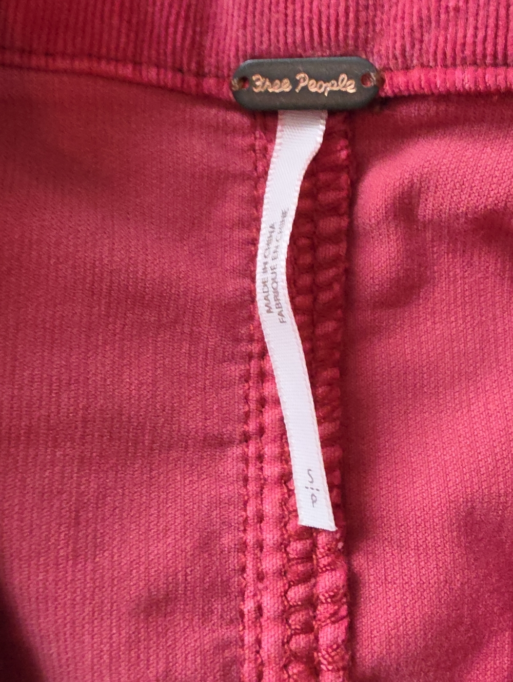 Free People Women's Red Corduroy Zip-Front Jumpsuit - Picture 6 of 9